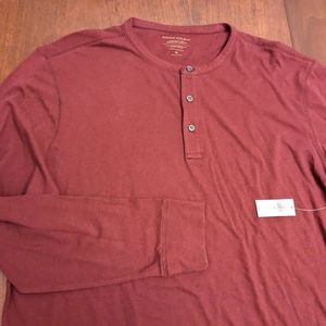 Banana Republic Men's XL Vintage Tee Organic Cotton Burgundy Long Sleeve NEW $50